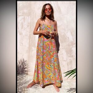 NEVER FULLY DRESSED crisp cotton SUNDRESS vintage inspired print PLUS SIZE maxi